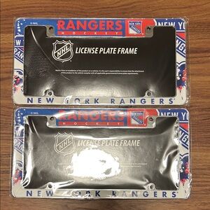 NHL New York Rangers Black License Plate Frames with Blue and Red Accents